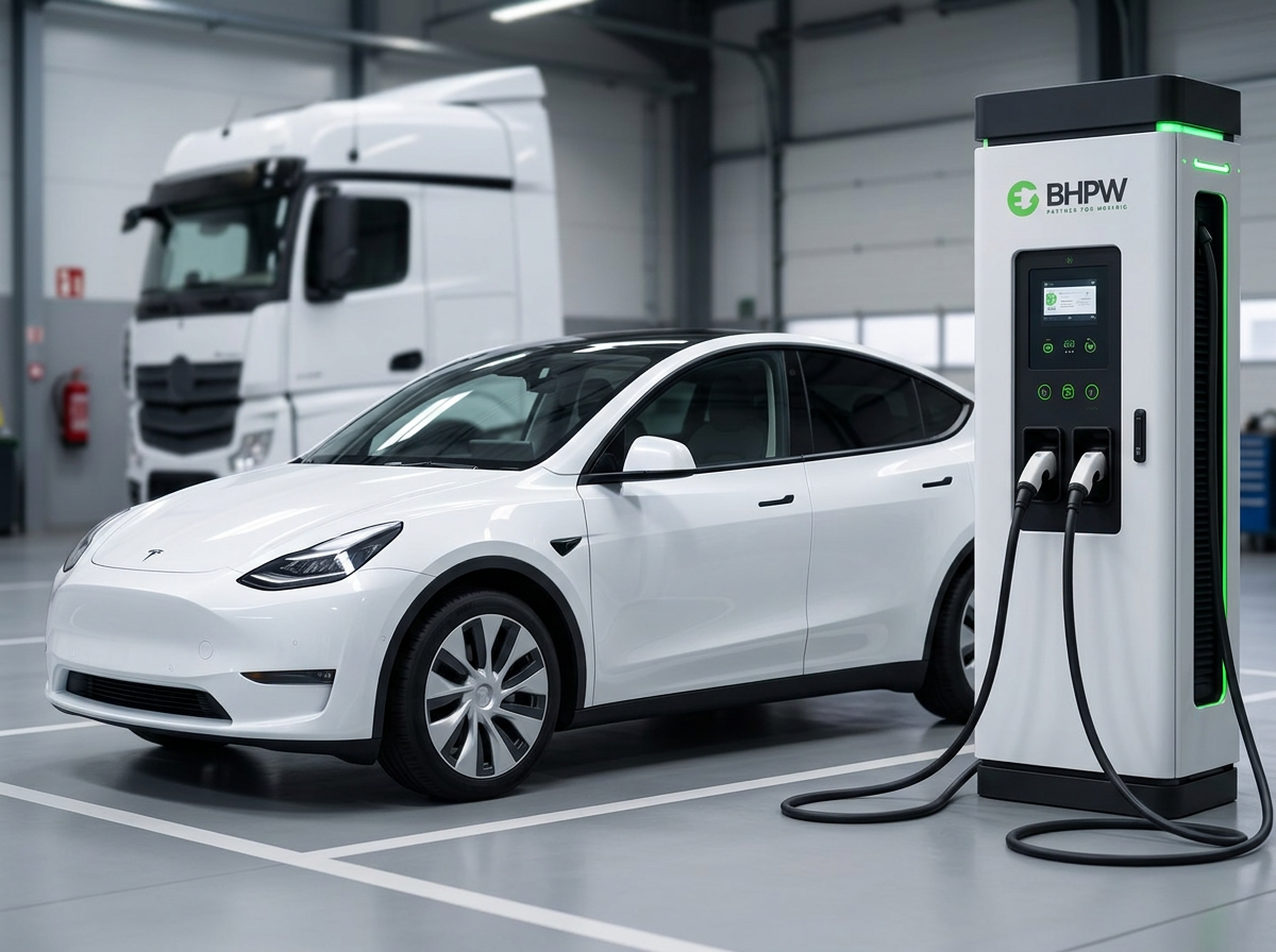 BHPW Hybrid-Ladesäule beim Schnellladen eines PKW